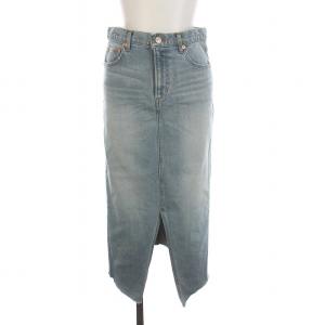 22SS DENIM SLIT スカート デニム スリット タイト 34 S 水色 サックスブルー /YM