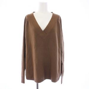 19AW ミドルゲージニット セーター 長袖 Vネック カシミヤ混 茶 ブラウン 19080500719030