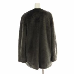 23区 エコファーノーカラーショートコート フェイクファー グレー CMWOKW0505