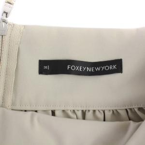 FOXEY NEW YORK フレアスカート ひざ丈 リボン 38 S ベージュ 25434