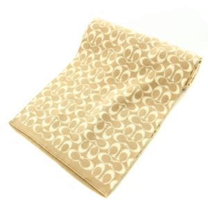 COACH マフラー ストール ニット帽 ビーニー 2点セット シグネチャー ウール ベージュ 茶 ブラウン