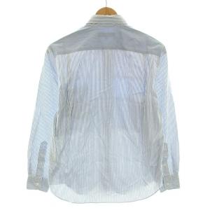 COMME des GARCONS HOMME シャツ スタンダードカラー 長袖 ストライプ柄 XS 水色 ライトブルー 白 ホワイト