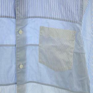 COMME des GARCONS HOMME シャツ スタンダードカラー 長袖 ストライプ柄 XS 水色 ライトブルー 白 ホワイト