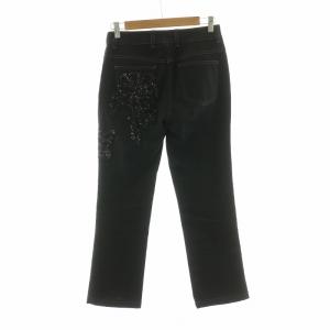 ESCADA デニムパンツ ジーンズ ジーパン ストレート ビジュー装飾 スパンコール 34 XS 黒 ブラック /NQ