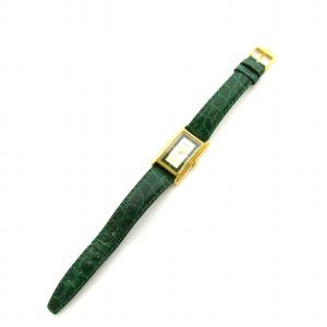 GUCCI 腕時計 クォーツ 2針 クロコ型押し レザー ウォッチ 緑 グリーン ゴールドカラー 2600L