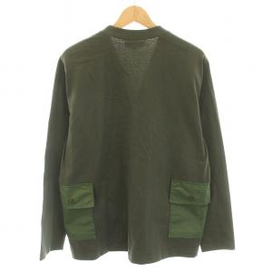 COMME des GARCONS HOMME AD2022 22SS コットンダブルフェイス2wayカーディガン Vネック 長袖 ナイロンポケット M カーキ HI-T014