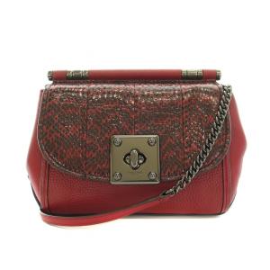 ドリフタークロスボディースネークショルダーバッグ パイソン レザー チェーン 保存袋付き 赤 レッド 59498