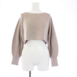 ANAYI 21AW メリノウールアンサンブルニット ワンピース ノースリーブ ロング クロップド丈 長袖 36 S ベージュ