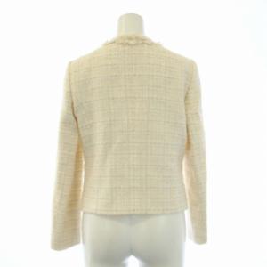 ANAYI リボンヤーン ツイード クルージャケット ノーカラージャケット 36 S 白 アイボリー 102011-10-130-13-360