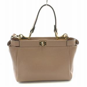 ANAYI 2WAY ハンドバッグ ショルダーバッグ ターンロック式 レザー ピンク