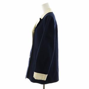 Loro Piana チェスターコート ショート丈 コットン 42 M 紺 ネイビー 白 ホワイト