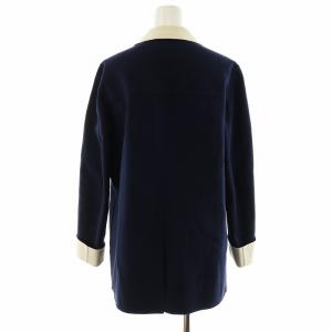 Loro Piana チェスターコート ショート丈 コットン 42 M 紺 ネイビー 白 ホワイト