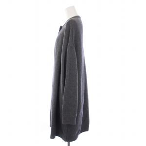 HERMES Hロゴ ニットカーディガン ウール 38 グレー
