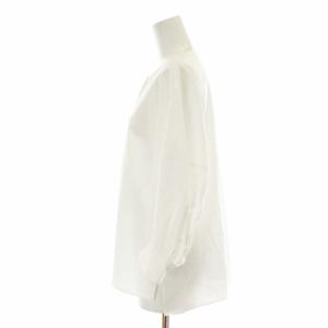 ANAYI シャツ ブラウス ノーカラー ギャザー 七分袖 パフスリーブ テールカット 38 M 白 ホワイト