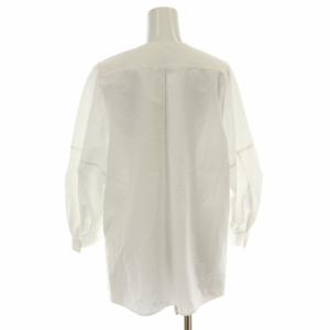 ANAYI シャツ ブラウス ノーカラー ギャザー 七分袖 パフスリーブ テールカット 38 M 白 ホワイト