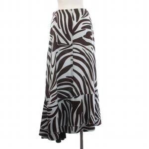 3.1 phillip lim フレアスカート ロング ゼブラ柄 アニマル柄 0 S 水色 ライトブルー 茶 ブラウン