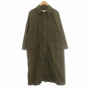 コットン ナイロン ステンカラーコート ロング コート UK10 L カーキ