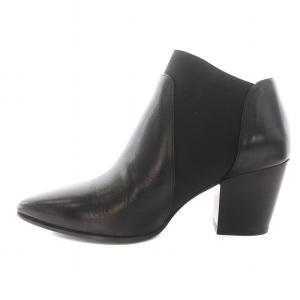 FABIO RUSCONI ブーティ サイドゴア ポインテッドトゥ レザー チャンキーヒール 37 23.5-24.0cm 黒 ブラック