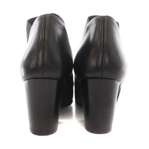 FABIO RUSCONI ブーティ サイドゴア ポインテッドトゥ レザー チャンキーヒール 37 23.5-24.0cm 黒 ブラック