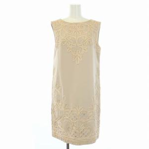 17SS ワンピース 刺繍 ノースリーブ ひざ丈 36 S ベージュ 17135110 /TK