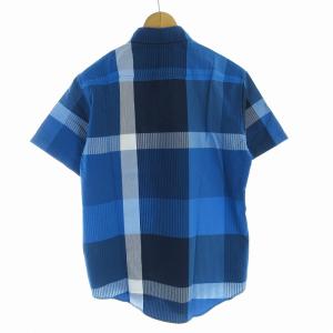 BLACK LABEL CRESTBRIDGE タグ付き シャツ チェック ウェルポケット 半袖 M 青 ブルー