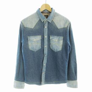 ARMANI JEANS ウエスタンシャツ デニム 切替 長袖 S 青 ブルー