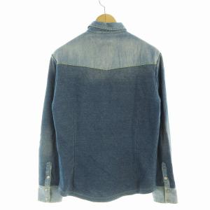 ARMANI JEANS ウエスタンシャツ デニム 切替 長袖 S 青 ブルー