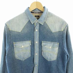 ARMANI JEANS ウエスタンシャツ デニム 切替 長袖 S 青 ブルー