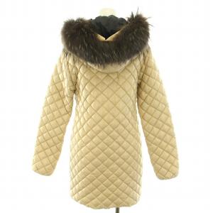 DUVETICA ダウンコート アウター ミドル フード ラクーンファー タグ付き 42 L ベージュ 茶 ブラウン