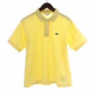 ポロシャツ カットソー 鹿の子 ロゴ 刺繍 ワッペン ワンポイント 半袖 M 黄 イエロー L1212AL