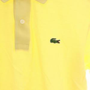 LACOSTE ポロシャツ カットソー 鹿の子 ロゴ 刺繍 ワッペン ワンポイント 半袖 M 黄 イエロー L1212AL