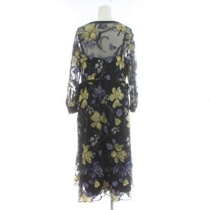 Diagram 21SS チュールフラワー刺繍ドレス シャツワンピース フレア ロング マキシ 長袖 シアー 花柄 金ボタン インナーキャミワンピ付き