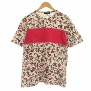 COMME des GARCONS HOMME AD2016 Tシャツ HS-T011 半袖 ペイズリー柄 L 白 ピンク /G