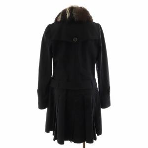 BURBERRY BLUE LABEL トレンチコート ミドル丈 裏地チェック ベルト付き アウター 38 M 黒 ブラック