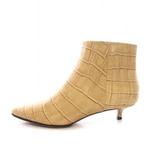 PELLICO ショートブーツ ブーティ クロコ型押し レザー 36 23cm ベージュ