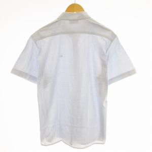 LACOSTE ボタンダウンシャツ 半袖 カットソー チェック 総柄 ロゴ刺繍 6 XL 青 ブルー /MM