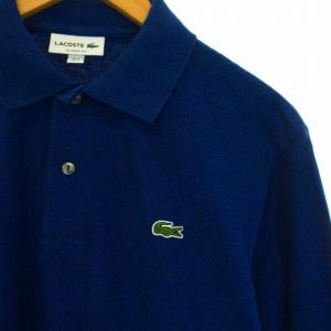 LACOSTE ポロシャツ 長袖 ワッペン CLASSIC FIT 4 L 青 ブルー L1313AL