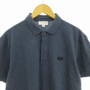 LACOSTE レギュラーフィット ストレッチ パリポロシャツ 半袖 ロゴ刺繍 カットソー L 紺 ネイビー PH5522L