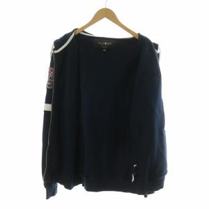 HYDROGEN ジップアップパーカー フーディー 長袖 フード ワッペン XL 紺 ネイビー