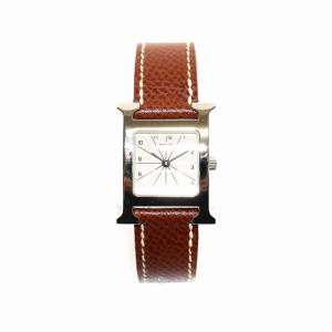 HERMES Hウォッチ クォーツ アナログ 2針 ジャンク品 G刻印 レザー ブラウン