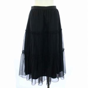 M'S GRACY 24年製 ロングスカート シースルー ティアード イージー 38 M 黒 ブラック