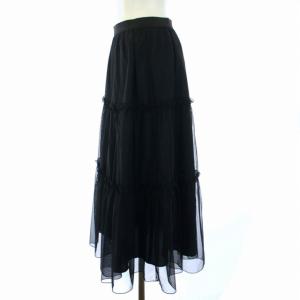 M'S GRACY 24年製 ロングスカート シースルー ティアード イージー 38 M 黒 ブラック