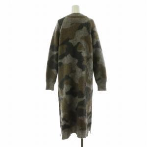 AVIREX カーディガン ニット ロング カモフラ 迷彩 長袖 Vネック ロゴワッペン F グレー