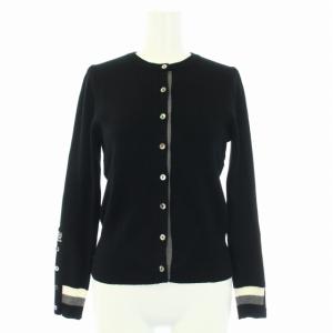 23年製 カーディガン リブニット 刺繍 長袖 クルーネック 38 M 黒 ブラック グレー /TK