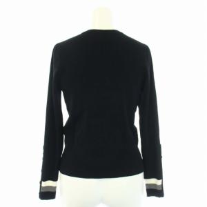 M'S GRACY 23年製 カーディガン リブニット 刺繍 長袖 クルーネック 38 M 黒 ブラック グレー /TK