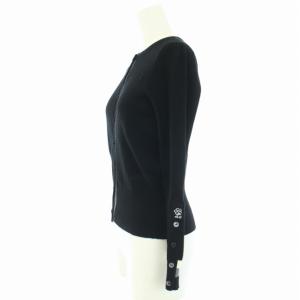 M'S GRACY 23年製 カーディガン リブニット 刺繍 長袖 クルーネック 38 M 黒 ブラック グレー /TK