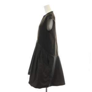 S Max Mara フレアワンピース ロング ミモレ タック 切替 フレンチスリーブ 38 M 黒 ブラック /XK