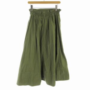 AVIREX フレアスカート マキシ ロング フリル F カーキ