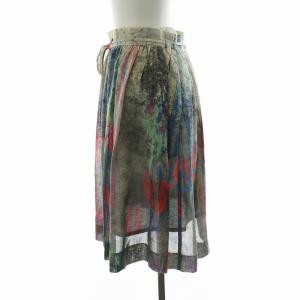 PAUL SMITH フレアスカート ギャザー ひざ丈 総柄 インナースカート付き 38 M マルチカラー /NQ