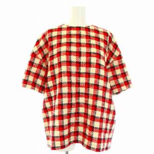 N°21 セットアップ 上下 チェック カットソー 半袖 スカート ロング タイト 40 S 赤 レッド 白 ホワイト